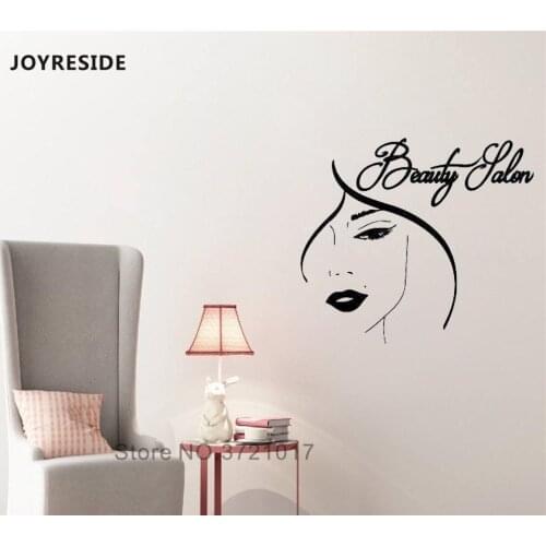 JOYRESIDE Woman Beauty Face Wall Decal Salon Girl Wall Sticker Fashion Vinyl Decor Home Livingroom Decor Interior Design A990