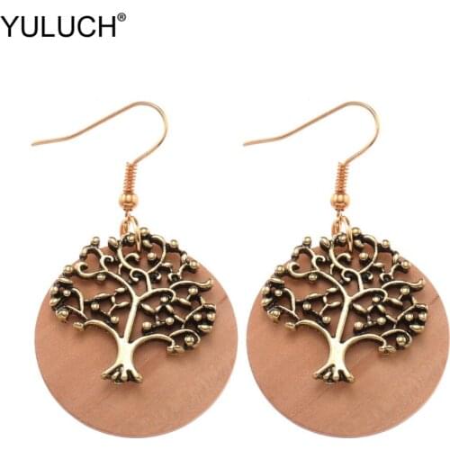 YULUCH 2019 Fashion Big African Queen Nature Tree Dangle Drop Earings Boho Ethnic Hanging Earrings For Women Jewelry Accessories
