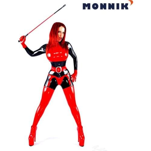 MONNIK latexReality Latex Women Catsuit Front Zipper Rubber Catsuits Customize Plus Size