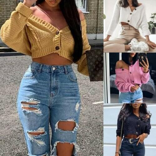 Women Sweater Long Sleeve Knitted Cardigan Tops Casual Loose Jacket Coat Outwear