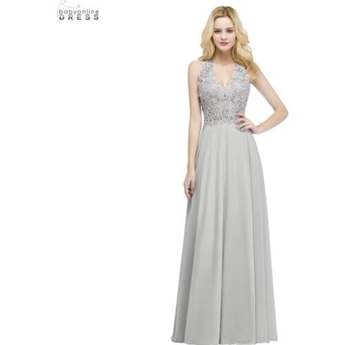 24 Hours Ship Pearls Lace Prom Dresses Long Chiffon Backless Prom Party Gowns Wedding Evening Dress 2021 robes de soirée