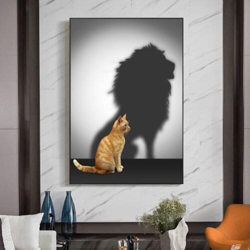 Animal Cat Lion Dream In Mind Canvas Painting Art Nordic Posters and Prints Wall Pictures for Living Room Decoration Frameless