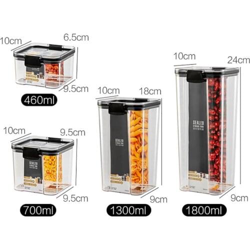 2/4PCS PET Plastic Food Containers Transparent Stackable Dry Food Storage Box Kitchen Spaghetti Noodles Sealed Organizer