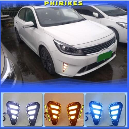 2PCS For Kia Forte 2018 with Yellow Turn Signal Indicator style relay LED DRL Daytime Running Light Fog Lamp