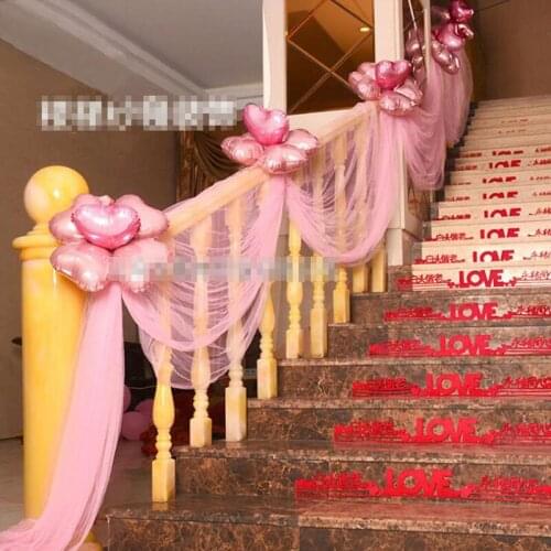 2pcs/lot Wedding Ornament Net Yarn Stairs Handrail Mesh Decorate 9*1.5meters Marriage Room Dec For Party Event Supplies