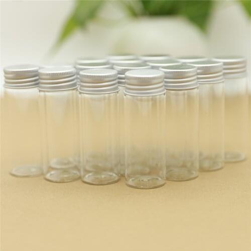 24 Pieces 30*80mm 40ml Mini Glass Jars Test Tube Aluminum Caps Glass Bottle Vials Transparent Containers Cute Small Bottles