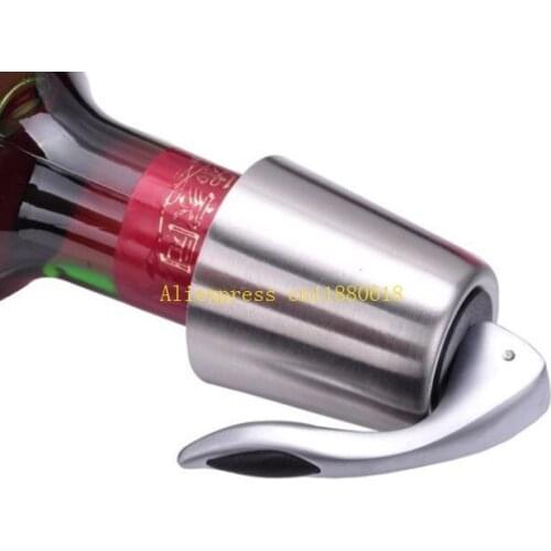 500pcs/lot Free Shipping Wholesale Stainless Steel Sealed Red Wine Bottle Spout Liquor Flow Stopper Pour Cap