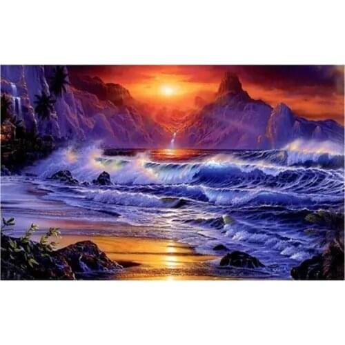 5D DIY Full Round/Square Diamond Painting Sunset Scenery 3D Embroidery Cross Stitch Rhinestone Mosaic Home Decor Art Y1511