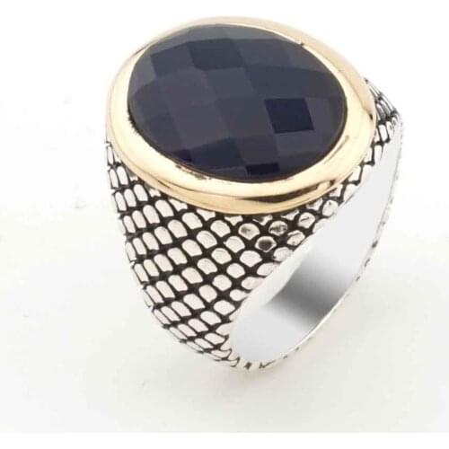 925 sterling Silver Blue Zircon Stone Mens Ring