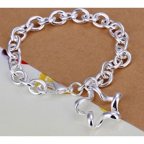 925 sterling silver Bracelets 20CM chain for woman lady charm star classic Wedding party Christmas Gift fashion Jewelry