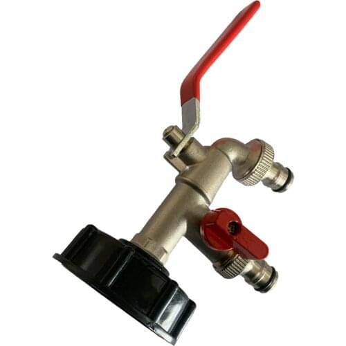 IBC Tank Adapter S60x6 1/2" Brass Valve Faucet Dual Outlet Water Storage Tank Accessories