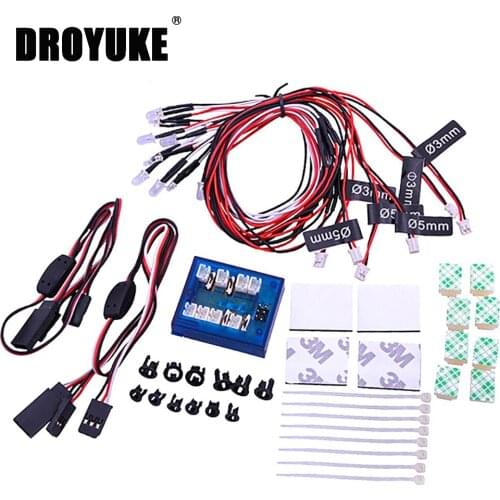 Droyuke RC car lighting RC12 12LED flashing light line system 2 PPM FM FS 2.4G kit brake + headlight + signal