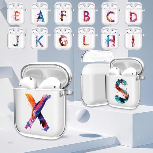 Earphone Case for Apple AirPods (1st/2nd Gen)scratch-resistant Painting Letter Series Bluetooth Headset Silicone Protective Case