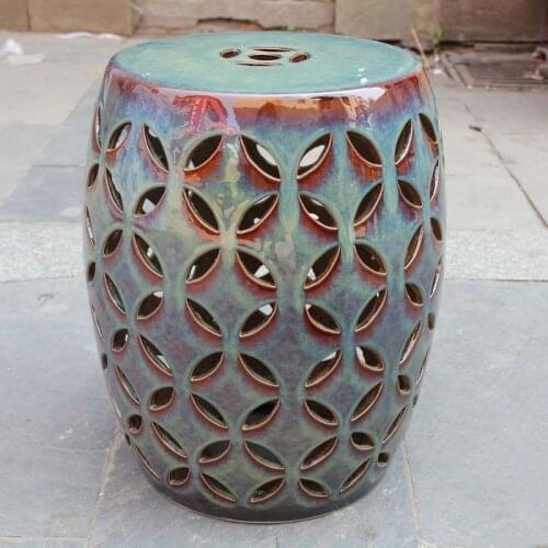 JIngdezhen Indoor ceramic Antique drum porcelain garden stool Glazed hand painted round ceramic chinese garden stools ceramic