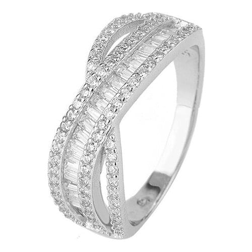 Double layer zircon cross rings 925 sterling silver luxury for women engagement & wedding fashion DIY jewelry gift free shipping