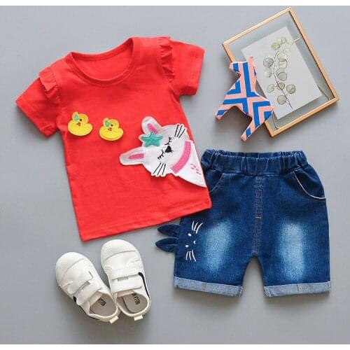 Cotton Girls Clothes Summer Newborn Baby Girls Clothes Set 2pcs Cotton Girl Clothing T Shirt+Pants Infant Clothes Set