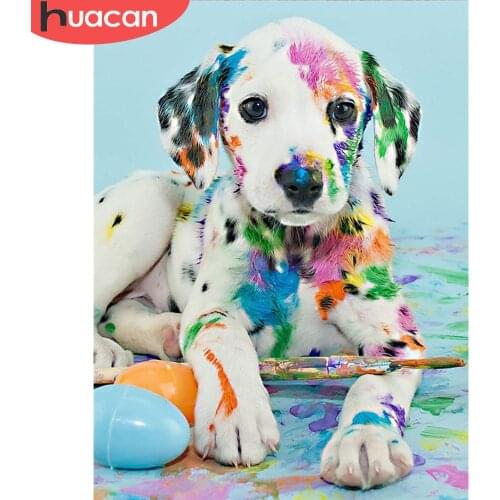 HUACAN Diamond Painting Dog Full Square Round Craft Kit Diamond Embroidery Animal Art Rhinestone Needlework Decor For Home