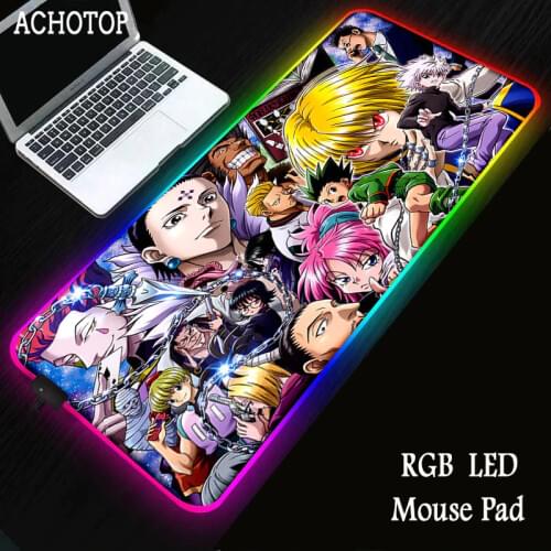 Hunter X Hunter RGB Mouse Pad Computer Mouse pads LED Gaming Mouse mat Gamer Large anime mat USB for Keyboard Mice PC Desk Mat