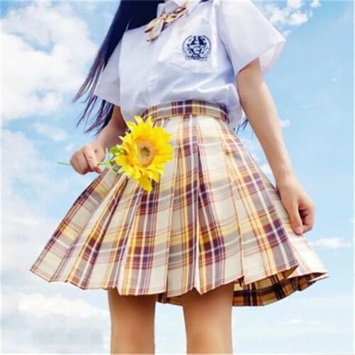 HYNOATH Summer Fashion Women Plaid Skirts Streetwear Harajuku High Waisted Kawaii JK Pleated Skirt Ladies Sweet Mini Sexy Skirts