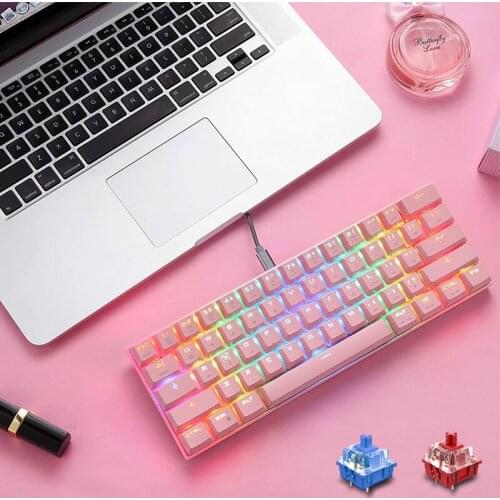 Mini 60% Motospeed RGB Gaming Mechanical Keyboard 61 Key USB Wired/Bluetooth Dual Mode LED Backlight For PC Computer Gamer +Gift