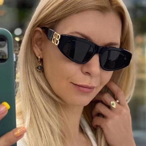 Ins Popular Fashion Women Small Cat Eye Sunglasses Womens Mens 2021 Vintage Eyewear Black BB Sun Glasses Woman Shades UV400
