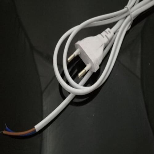 1.5meter cable Europe standard power cord with switch white EU two round plug wire 20pcs