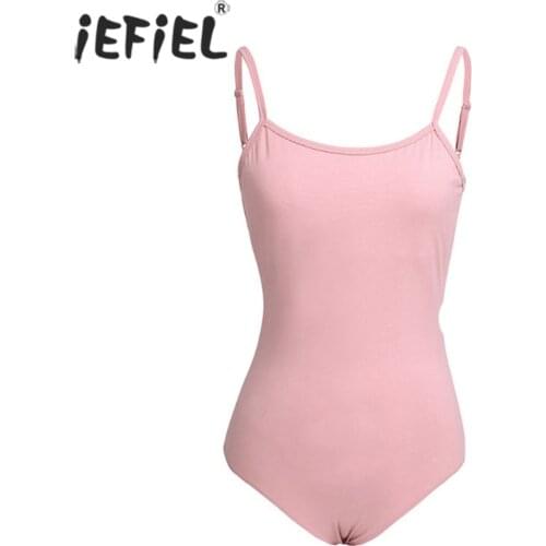 IEFiEL Women Stretchy Spaghetti Shoulder Straps Gymnastics Leotard Professional Ballet Tutu Dress Adult Costume Dancer Bodysuit