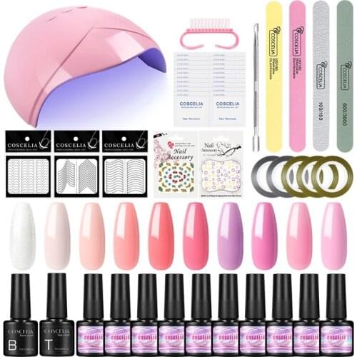 Gel Nail Polish Kit with UV Light 36W Nail Lamp Soak Off Long Lasting Manicure Professional Nails Art Tools Accessories for G99E