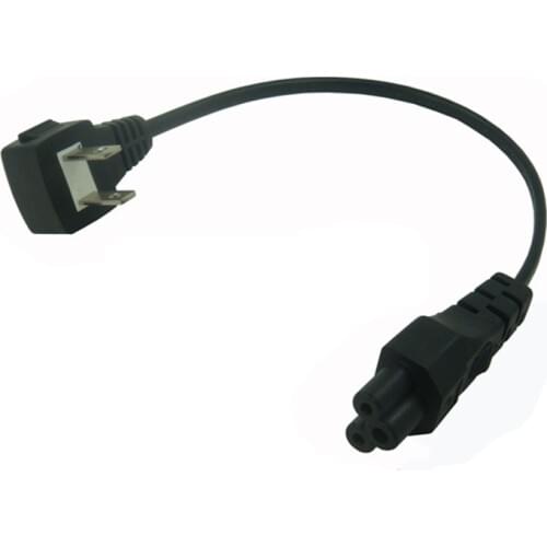 Elbow NEMA 1-15P 2pin male plug IEC 320 C5 IEC320 Cloverleaf short AC Power cable cord 20CM For AC Adapter Laptop Notebook
