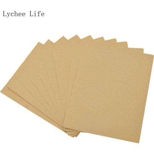 Lychee Life 120pcs Round Blank Sticker Labels Kraft Paper Envelope Seal Sticker Label For Wedding Party Home Package Decoration