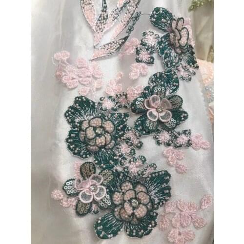 New high-quality handmade 3D flowers + exquisite beaded tulle high-quality embroidery, suitable for fashionable ladies' skirts