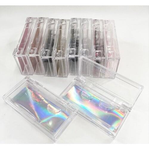 Clear Acrylic Lashes Package Glitter 3D Eyelashes Box Custom Private Label LOGO
