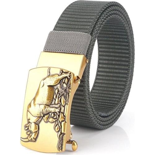 New Toothless Automatic Buckle Belt Nylon Canvas Belt Outdoor Leisure Breathable Belt Training Belt Belt Width Buckle Length