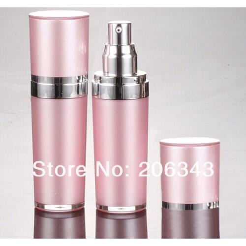 30ml Pink Acrylic cone-shape press pump lotion ,emusion bottle with silver pump ,press pump bottle ,Cosmetic bottle