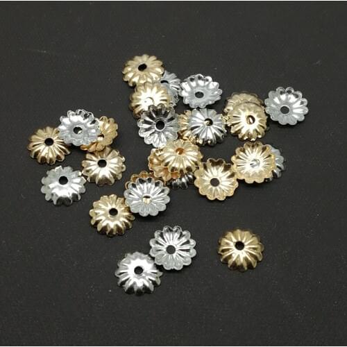 100pcs Size 6mm KC Gold / Rhodium Color Metal Beads Cap DIY Jewelry Making Accessory Flower Spacer Cap for Bracelet Earrings