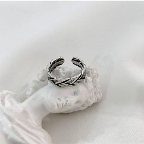 Sliver Plated Retro Ring Hand-woven Men Women Adjustable Finger Ring Trend Men Women Street Hip Hop Party Daily Wear Jewelry