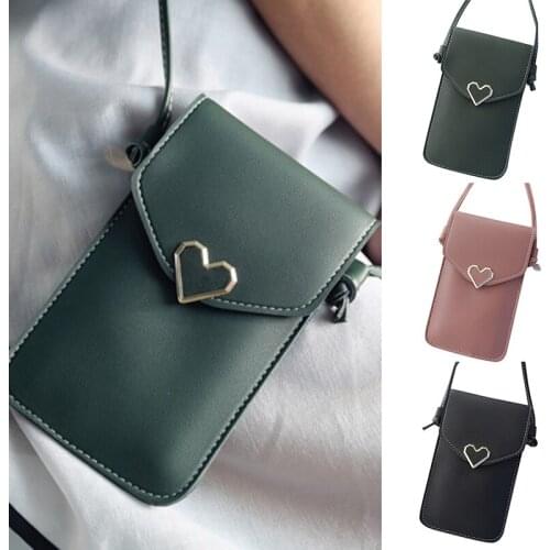 Mobile Phone Bag Heart-shaped Decoration Transparent Touching Screen Pouch Wallet Mothers Day Gift -OPK