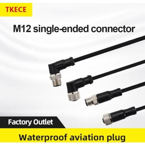 TKECE M12 Elbow Straight 4/5 Core Male Female Single-Ended PVC Cable To Plug-in Sensor Connector
