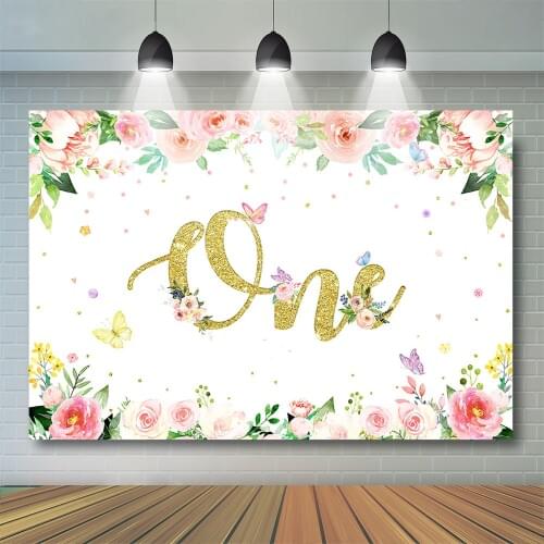 Girl Kids 1st Birthday Background Rose Flower Butterfly Background Vinyl Props Baby Child Spring Photography Photostudio