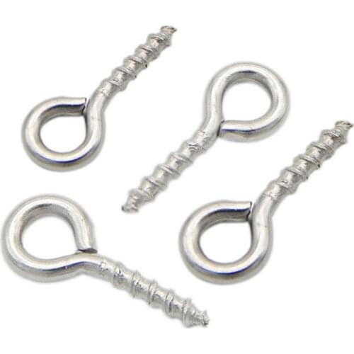 100pcs Stainless Steel Mini Eye Pin Eyepins Hooks Eyelets Screw Threaded Hooks Pendant Clasps Accessories for Jewelry Making DIY