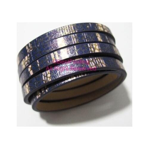 5x2mm Gold lace Dark violet leather cord 5mm flat leather cord