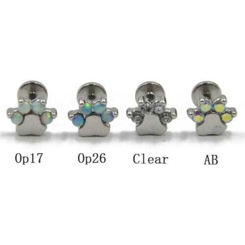 1PC Steel Opal Flower Ear Cartilage Tragus Helix Piercing Screw Fit Top 16g Opal Labret Lip Bar Rings Sexy Fashion Jewelry