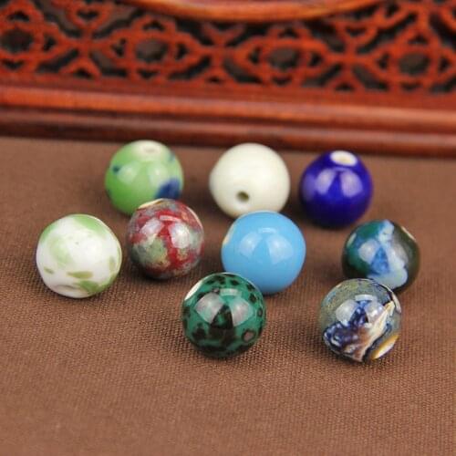 10Pcs/lot 14mm Round Smooth Ceramic Beads Retro Style Spacer Beads Handmade For Necklace Bracelets DIY Jewelry Components Making