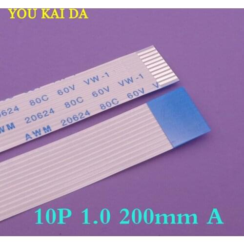 100pcs/lot New 10pin FFC FPC flat flexible cable 1.0mm pitch 10 pin Forward Length 200mm Width 11mm 10p Ribbon Flex Cable