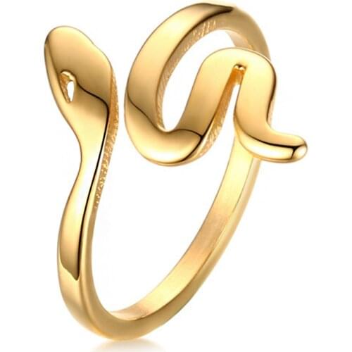 2MM Stainless Steel Snake Shape Ring for Women Girls Punk Gothic Animal Cobra Rings Fashion Charm Jewelry Gift