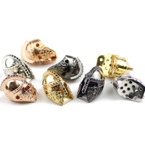 2pcs Gold Roman Knight Spartan Warrior Gladiator Rhinestone Copper Spacer Beads supplies for Bracelets Beaded Jewelry making DIY