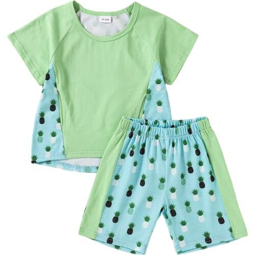 2021 0-6Y Summer Toddler Baby Boy Clothes Pineapple Print Loose Short Sleeve T-shirt+Shorts Casual Cotton 2pcs Outfits Set