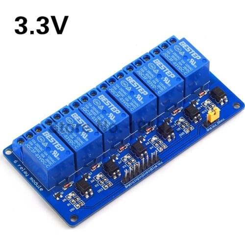 3.3V 6 Channel 3V Relay Module Optocoupler Isolation Low Level Trigger Relay Module