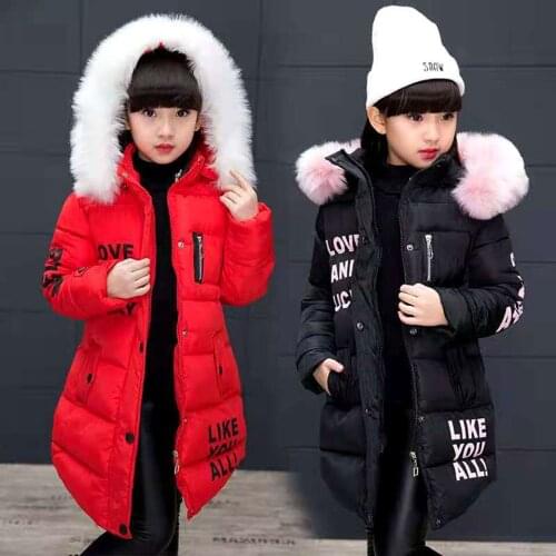 3 Colors Autumn Winter Kids Down Jackets For Girls Children Warm Down Coats For 4-13 Yrs Toddler Girls Parkas Outerwear Clothes