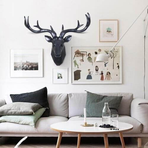 3D Big Deer Statue Wall Decor Abstract Sculpture Home Decoration Accessory Wedding Party Statues Living Room Garden Decorations